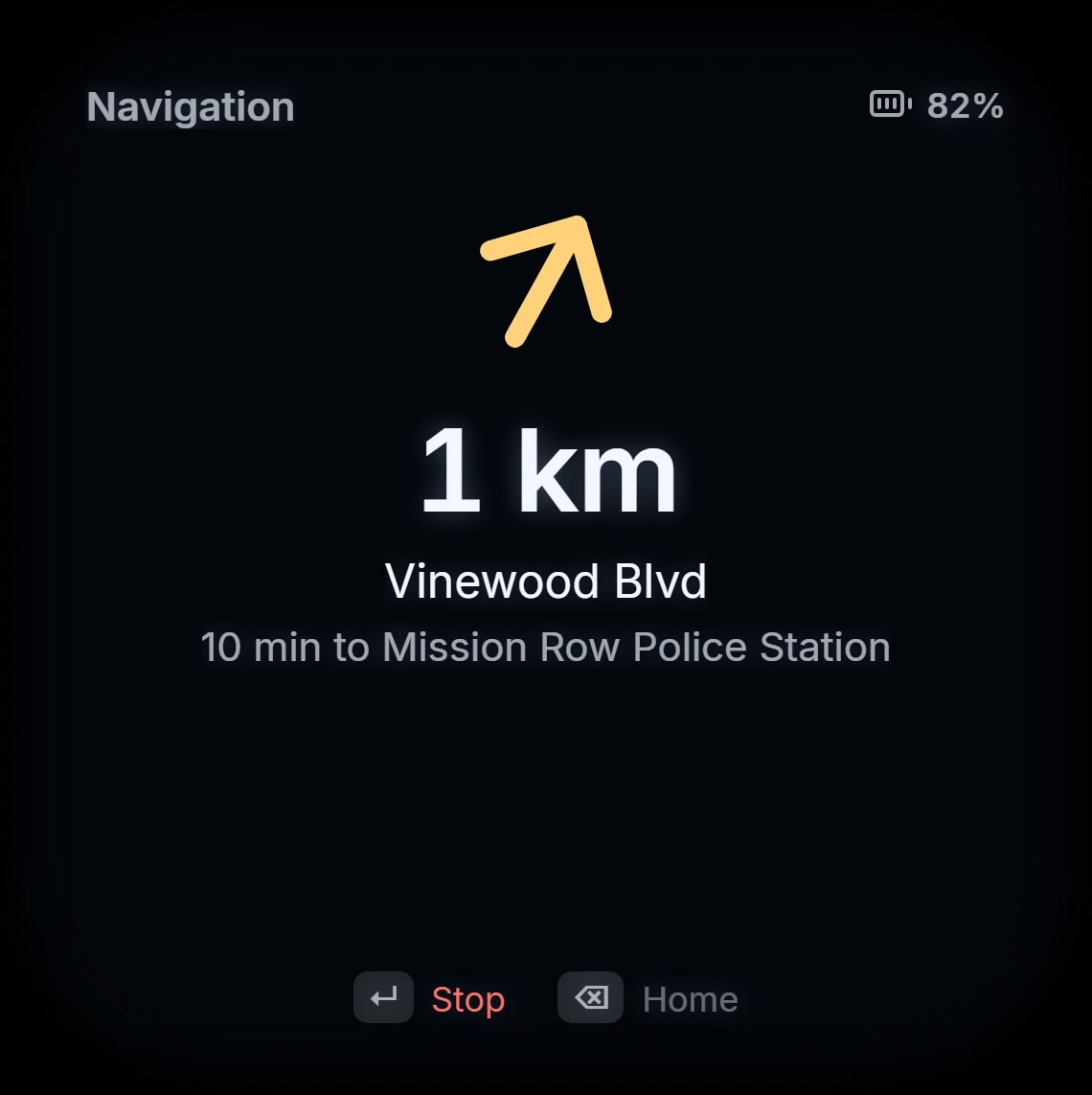 Directions on the Lens Display, with the next turn and the distance