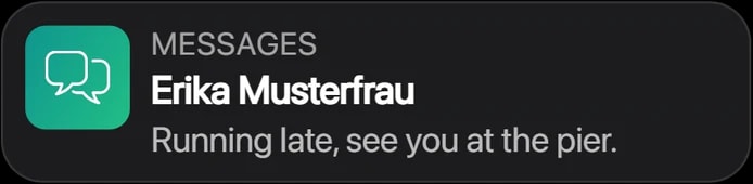 A message from Erika Musterfrau arriving on RoadWatch