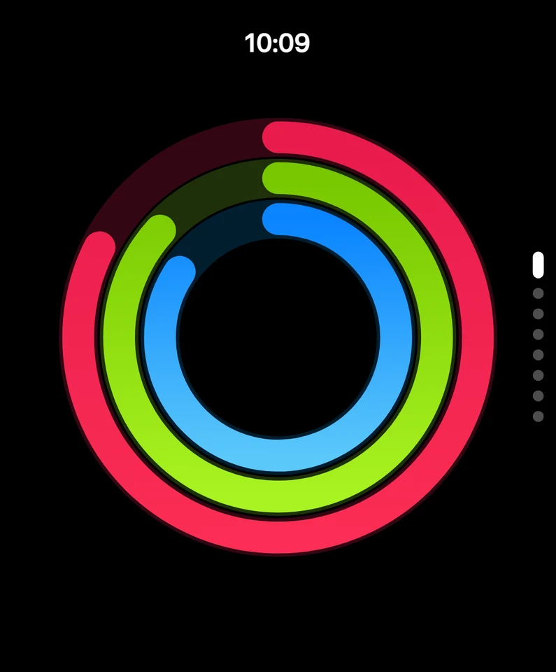 Activity rings in the RoadWatch Health app